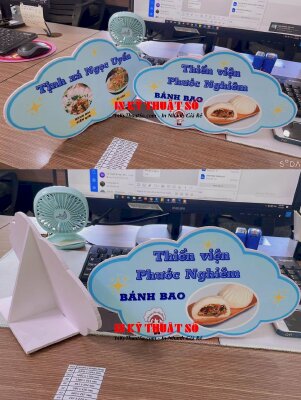 In standee 1 mặt cán mờ bồi format, cắt CNC theo file gắn chân đế - INKTS332