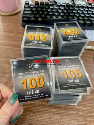 In thẻ xe cho công ty bảo vệ, thẻ xe ép plastic in 2 mặt nội dung - INKTS3355