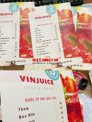 In tờ menu gắn standee mica để bàn khổ A4, A3 quán juice & coffee - INKTS1128