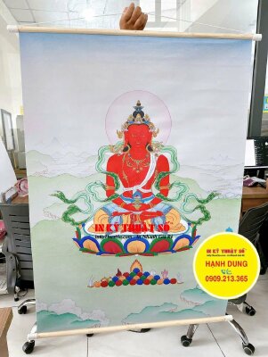 In tranh Canvas Thangka Amitayus Đức Phật Vô Lượng Thọ - INKTS3368