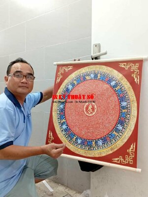 In tranh Chú Lăng Nghiêm, vải Canvas nẹp sáo gỗ 2 đầu treo tường - INKTS3344