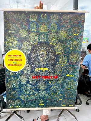 In tranh Thangka Canvas Yamantaka Mandala Hàn Phục Dạ Ma - Mật Tông Kim Cang Phổ Ba - INKTS3367