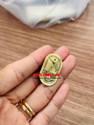 Làm huy hiệu cài áo kim loại mạ vàng gắn kim gài, cắt theo file logo công ty - INKTS3362
