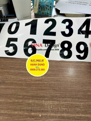 Cắt số thứ tự bế vật tư Decal màu đen, bộ số 0 1 2 3 4 5 6 7 8 9 - INKTS3417