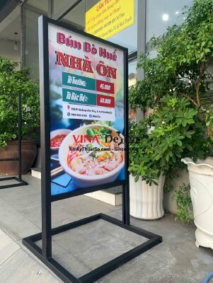 Chân standee khung sắt 60cm x 90cm 2 mặt nội dung, giới thiệu quán bún bò Huế - INKTS3432