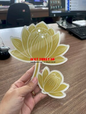 In Mica trang trí họa tiết hoa sen, in UV ngược Mica trong 5li, cắt theo file - INKTS3392