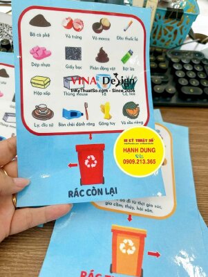 In nhãn phân loại rác tại nguồn khổ A5 in Decal sữa mực dầu, cán bóng - INKTS3429