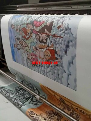 In tranh Bát tiên Quá Hải in vải Canvas mực dầu mờ - INKTS3391