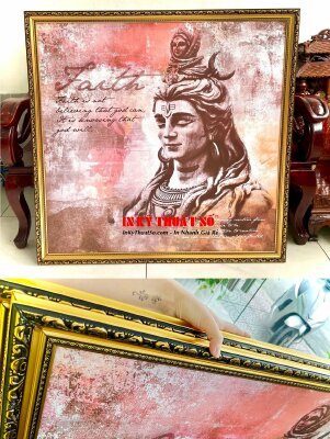 In tranh canvas thần Shiva kèm câu quote Faith Is Not Believing That God Can It Is Knowing That God Will - INKTS549