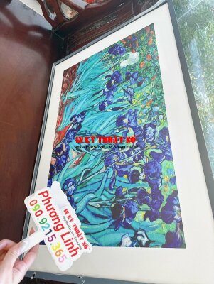 In tranh vải treo tường, tranh vải Canvas Hoa diên vĩ Irises sử dụng cá nhân - INKTS1205