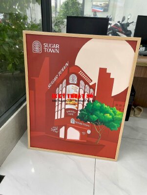In vải Canvas hình chụp tiệm bánh ngọt phong cách tranh vẽ, đóng khung gỗ, lót formex mặt sau - INKTS3376