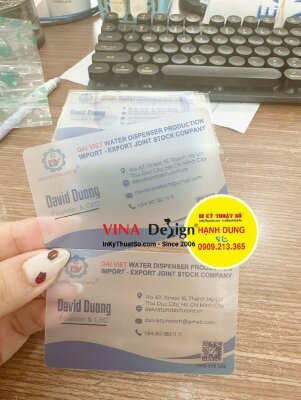 In card visit nhựa trong mờ chức danh Founder & CEO công ty máy lọc nước - INKTS3509