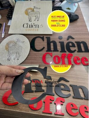 In combo bảng hiệu alu quán coffee: logo bảng hiệu tròn, vuông & chữ ghép tên quán - INKTS3480