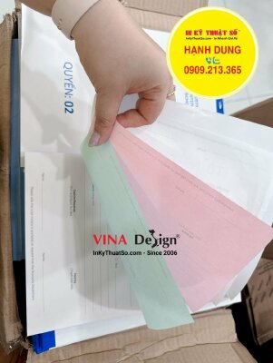 In hóa đơn 3 liên khổ A4, quyển phiếu thu Receipt song ngữ Anh Việt cho trường quốc tế tư thục - INKTS937