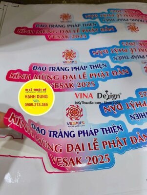 In nhãn dán nón lá sự kiện Mừng Đại Lễ Phật Đản, in tem decal sữa bế theo viền - INKTS3459