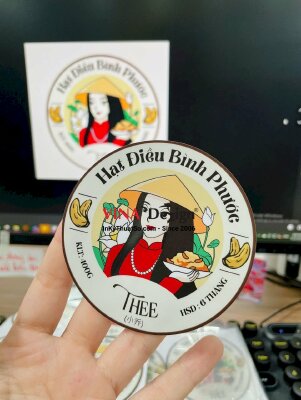 In nhãn hạt điều Bình Phước dán hộp bao bì, tem Decal sữa in mực dầu, cán mờ, bế tròn - INKTS3490