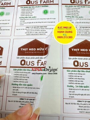 In tem dán thông tin sản phẩm, tem decal sữa nhãn dán thực phẩm thịt heo hữu cơ - INKTS3535