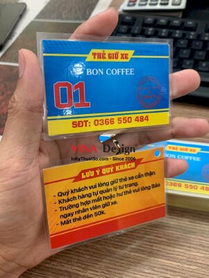 In thẻ giữ xe giấy ép plastic quán cà phê, sân bóng đá - INKTS581