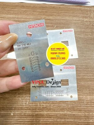 In thẻ inox nhôm xước in UV, gia công đục lỗ như mẫu làm mặt tủ điện, thiết bị điện - INKTS3508