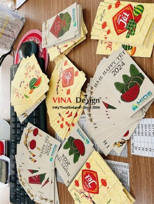In thiệp chúc mừng năm mới khách hàng, in thiệp 7x13cm - INKTS1103