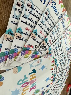 In thiệp mời sinh nhật 8 tuổi cho bé, thiệp in giấy mỹ thuật Koehler K04 - INKTS985