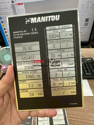 Làm nhãn mác kim loại, tem mác máy móc công nghiệp - INKTS763