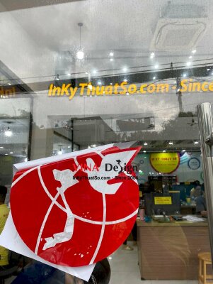 Logo công ty du lịch in Decal cán keo mặt in dán kính - INKTS3527