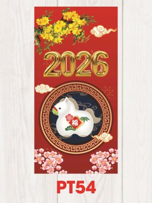Bao lì xì 2026 Mai Vàng Đào Đỏ - Mã PT54 - INKTS2510