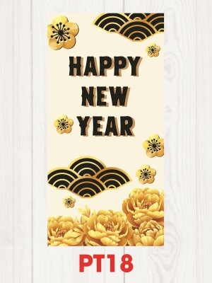 Bao lì xì đẹp tone Vàng Đen Happy New Year - Mã PT18 - INKTS2474