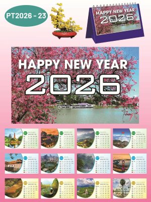 Địa chỉ in lịch để bàn chữ A thiết kế chủ đề Du Lịch Việt Nam - Mã PT2026-23 - INKTS2327
