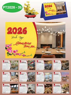 Giá in lịch Tết rẻ thiết kế chủ đề Nội Thất Dinner Table Decoration - Mã PT2026-35 - INKTS2339