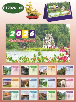 Giá in lịch tết TPHCM thiết kế chủ đề Danh lam thắm cảnh Việt Nam - Mã PT2026-05 - INKTS2309