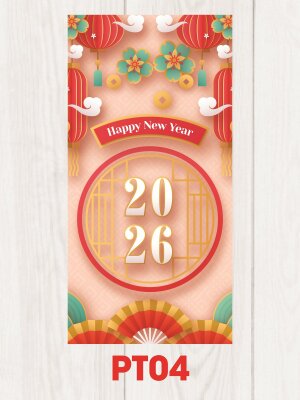 In bao lì xì Happy New Year 2026 - Mã PT04 - INKTS2460