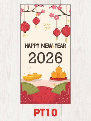 In bao lì xì Happy New Year 2026 - Mã PT10 - INKTS2466