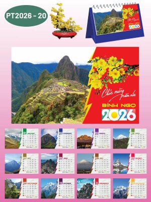 In lịch Tết độc quyền thiết kế chủ đề Núi Non Hùng Vĩ - Mã PT2026-20 - INKTS2324