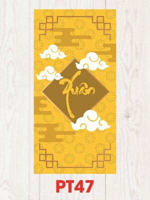 In phong bao lì xì màu vàng Xuân - Mã PT47 - INKTS2503