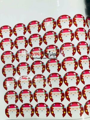 In sticker ông già Noel Santa Claus, bánh quy gừng gingerbread man - INKTS3598