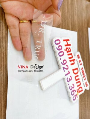 In sticker trong suốt Dr. tên bác sĩ, tiến sĩ - INKTS649