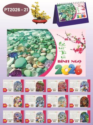 Làm lịch Tết theo yêu cầu thiết kế chủ đề Sắc Màu Của Đá - Mã PT2026-21 - INKTS2325
