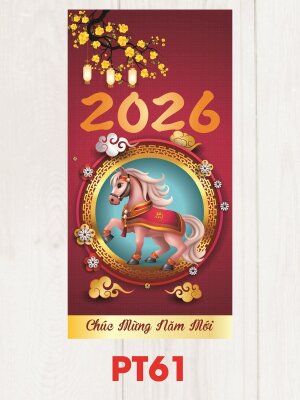 Lì xì màu đỏ sang trọng 2026 Bính Ngọ Chúc Mừng Năm Mới - Mã PT61 - INKTS2517
