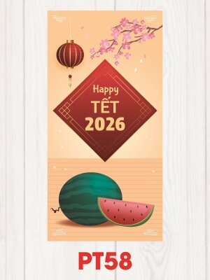Lì xì thiết kế đơn giản Happy Tết 2026 - Mã PT58 - INKTS2514