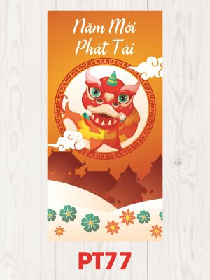 Mẫu bao lì xì đẹp Bính Ngọ múa lân sư rồng - Mã PT77 - INKTS2533