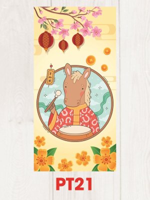 Mẫu lì xì ngày Tết thiết kế chibi Bính Ngọ cute - Mã PT21 - INKTS2477