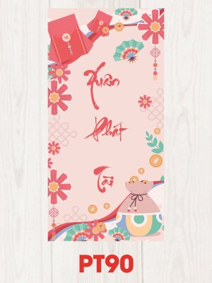 Mẫu lì xì thiết kế màu hồng Tết Phát Tài - Mã PT90 - INKTS2546