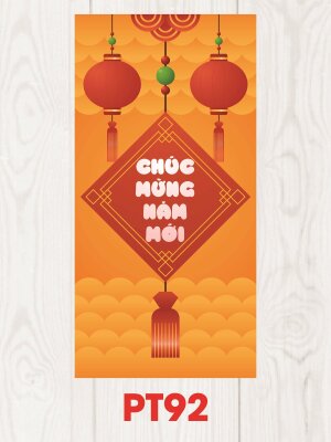 Mẫu thiết kế lì xì lồng đèn Tết màu cam Chúc Mừng Năm Mới - Mã PT92 - INKTS2548