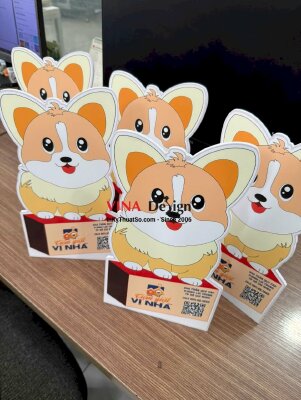 Mô hình Standee Formex Chibi Mascot linh vật tiệm giặt ủi với thông tin QRcode, địa chỉ, hotline - INKTS3575
