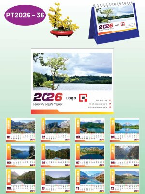 Nhận in lịch Tết giá rẻ thiết kế chủ đề Sông Hồ Hùng Vĩ - Mã PT2026-36 - INKTS2340