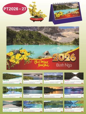 Những mẫu lịch để bàn đẹp thiết kế chủ đề Dòng Sông Tĩnh Lặng - Mã PT2026-27 - INKTS2331