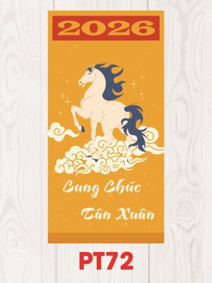 Sản xuất bao lì xì màu cam Mã Đáo Cung Chúc Tân Xuân - Mã PT72 - INKTS2528