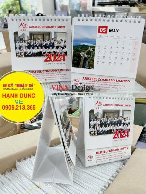 Sản xuất lịch để bàn chữ A 14cm x 16cm, in lịch Tết công ty kết cấu thép - INKTS1006
